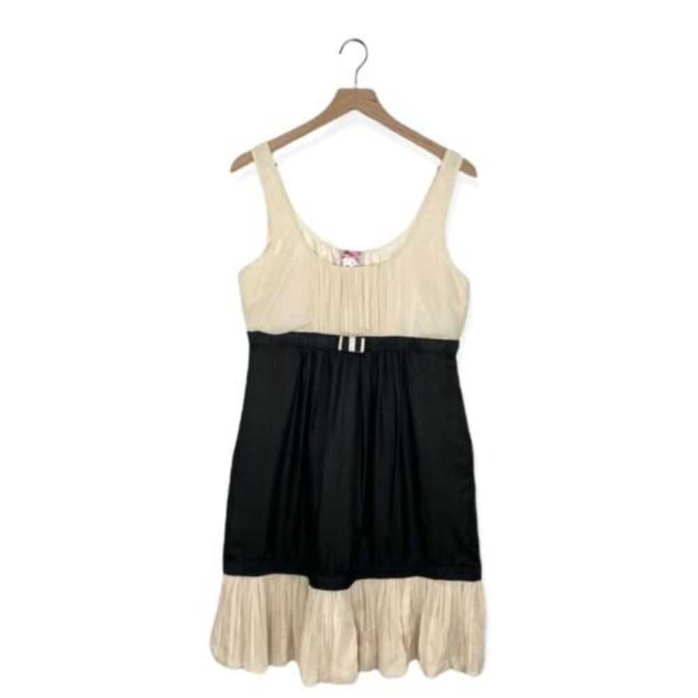 ANTHROPOLOGIE x YOANNA BARASCHI Size 10 Dress Silk Black Cream Lined Prom Formal